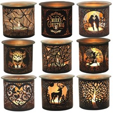 Tea Light Oil Burner Glass Wax Melt Warmer Metal Candle Holder Xmas Gift Idea