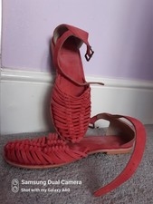 Next leather pink flat strappy