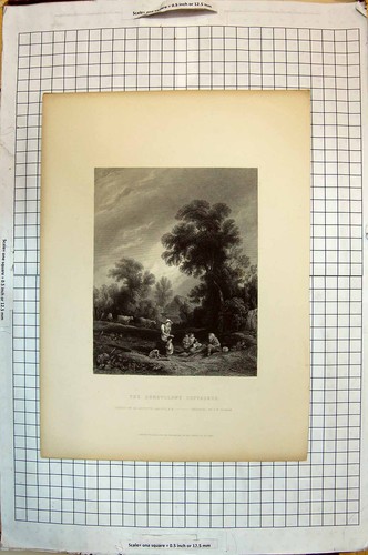 Old print engraving benevolent - print,