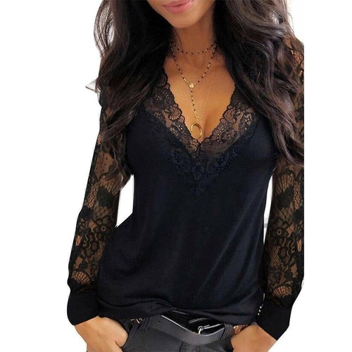 Womens lace neck - blouse, tops