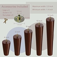 4x KOIKEY Wooden Sofa Legs