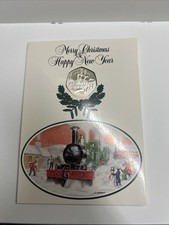 1984 Isle of Man 50p Christmas Card Coin Sterling Silver Proof Condition Carded