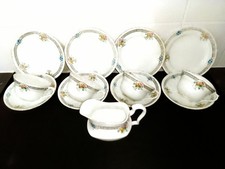 Court China, William Lowe, Rare, Art Deco English Bone China Teacup Trio,s