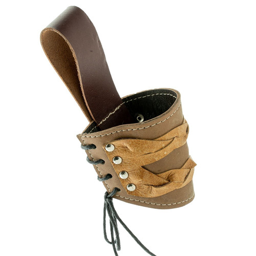 Buffalo drinking horn - horn, leather