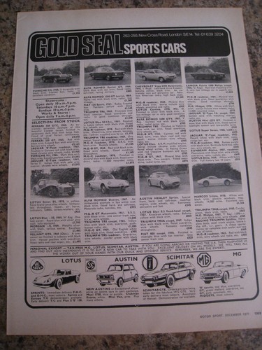 Gold seal sports cars stock - sports,