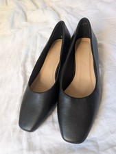 Black JD Williams Orlia Flexi Sole Low Block Heel Court Work Shoes Wide E Fit Si