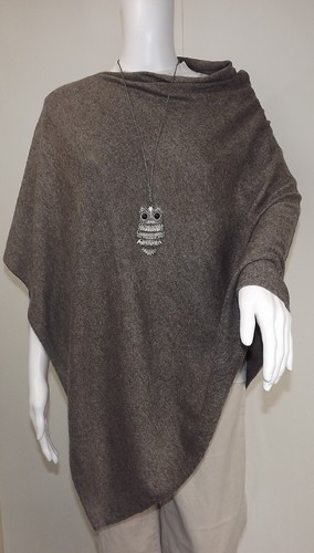 Cashmere poncho taupe cape - cashmere,