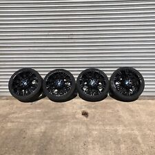 BMW E46 E90 E91 E60 E61 MV2 BLACK ALLOY COMPLETE SET M SPORT 5 STUD 245/35/R18