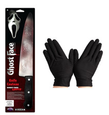 Ghost Face® Scream Bloody Butchers Knife + Black Gloves Halloween Fancy Dress