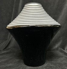 Large 26cm Contemporary Crystal Vase Black Art Glass