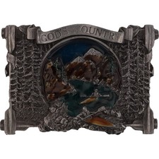 Wilderness Serenity Kayaking Kayak Hunting Fishing Mountain Vintage Belt Buckle