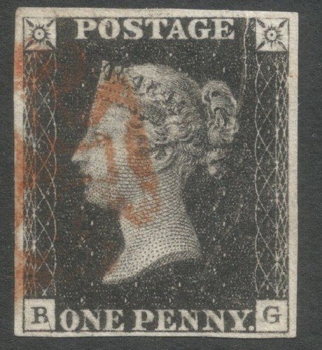1840 penny black - black, (rg)