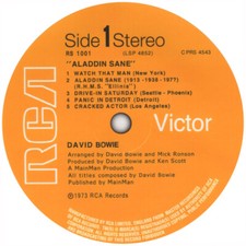 David Bowie. Record Label Vinyl Stickers.