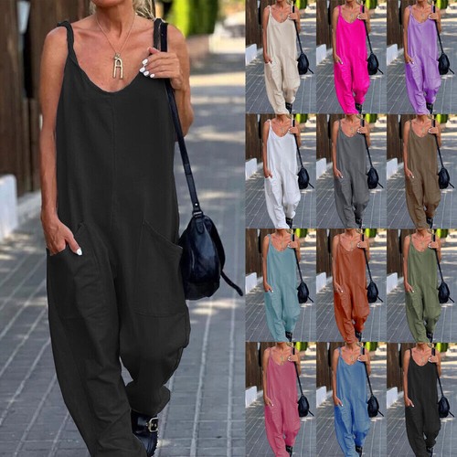 Ladies strappy loose dungarees - ladies,