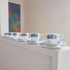 60's Vintage Mayfair Pottery Tea Coffee Set 18 Piece Floral Bone China Floral