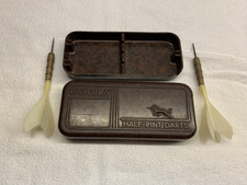 Vintage Unicorn Half Pint Brass / White Dart`s In Embossed Bakelite Case