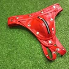 Mens Real Leather Jockstrap Sexy Gay Thong Briefs Adult Underwear Codpiece Pouch