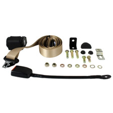 VW Beetle, T25, Karmann Ghia 3-Point Seat Belt – Cream Webbing, Modern Buckle