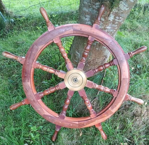 Large antique ship s wheel - large,
