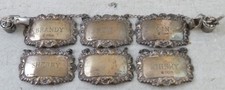 Hallmarked Silver Decanter Labels - Set of 6 Matching - 2 Different Makers - 83g