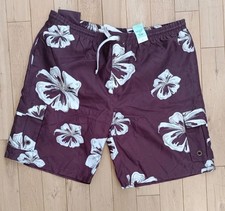 Swim Shorts 2XL Brown Hibiscus