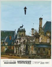 007 James Bond Jet Pack Flys Above Chateau 1965 Thunderball French Lobby Card