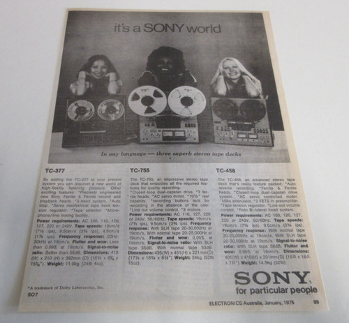 Sony stereo tape decks - sony,