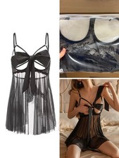 Sexy Black Sheer Lace Babydoll