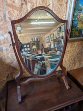 Small Wooden Shield Shape Dressing Table Mirror