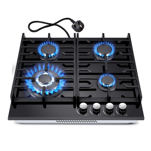 60cm gas hob 4burners - 60cm, black