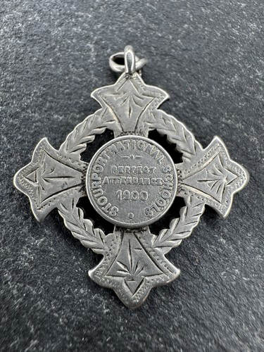 Antique 1899 silver fob medal - antique,