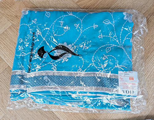 New turquoise blue sari with - blue,