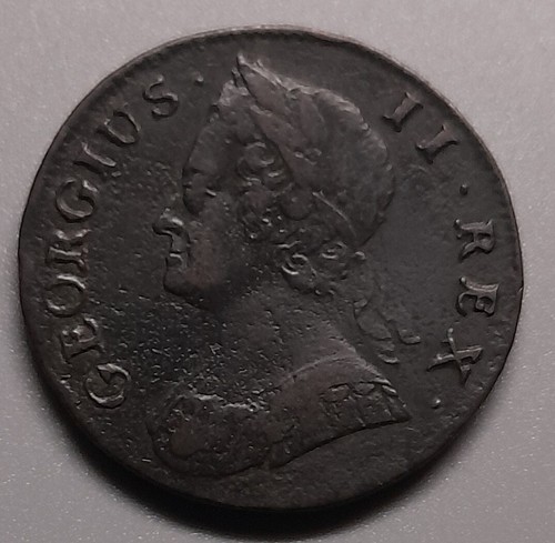 1744 george half penny - 1744, ii