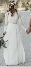 Twopiece wedding dress - Lace Chiffon Boho Bohemian