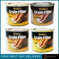 RUSTINS WOOD FILLER GRAIN FILLER ALL COLOURS NATURAL MAHOGANY TEAK OAK 230ML NEW