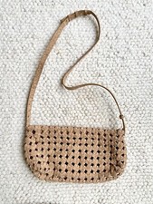 MANGO Open Weave Woven Braided 100% CORK CROSSBODY HANDBAG BAG