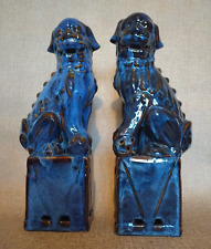 Chinese Flambe Glazed Dogs of Fou Foo Dogs Temple Lion Dogs Pair LARGE 32cm