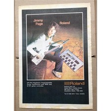 JIMMY PAGE ROLAND GR-700 GUITAR SYNTHESIZER POSTER SIZED original music press ad