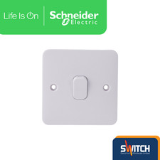 Modern white flat plate switch – Schneider Lisse GGBL1011, 1-gang 1-way, 10AX