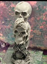 Handmade💜 Funky Skull candle, hear see speak no evil Skeleton, gothic Halloween