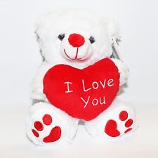 White Teddy Bear Holding a Heart I Love You Super Soft Valentine's Day