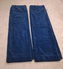Vintage Blue Velvet Curtains Pair Length 56" & Width 68" Each