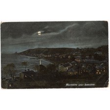 MUMBLES Glamorgan a View at Night Postcard, Unused