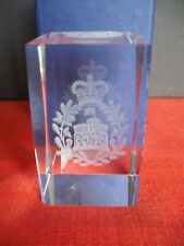 Queens Crown Royal Standard Flag Above Royal Building Glass Paperweight With Box