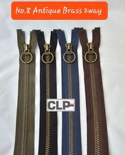 CHUNKY ZIPS No8    Heavy duty zips in   Antique Brass Teeth  2WAY  Open-ended