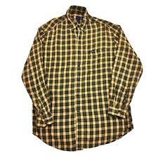 Chaps Ralph Lauren Shirt Plaid Yellow Mens M Long Sleeve 100% Cotton
