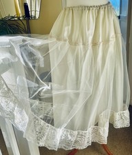 Nylon / net / lace petticoat double layered elastic waist 32”handmade off white 