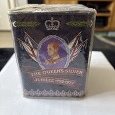  Queen's Silver Jubilee Vintage collectable 1977, tea tin Blue kitchen,brand new