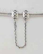 Genuine Pandora Bracelet Safety Chain - Silver Band Of Hearts Design S925 ALE