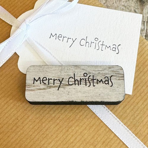 Merry christmas wooden rubber - merry,